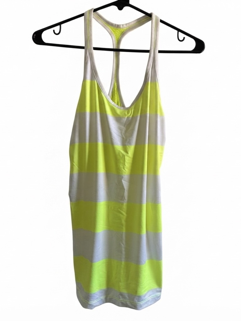 Nike Neon Yellow and White Striped Workout Racerback Tank
